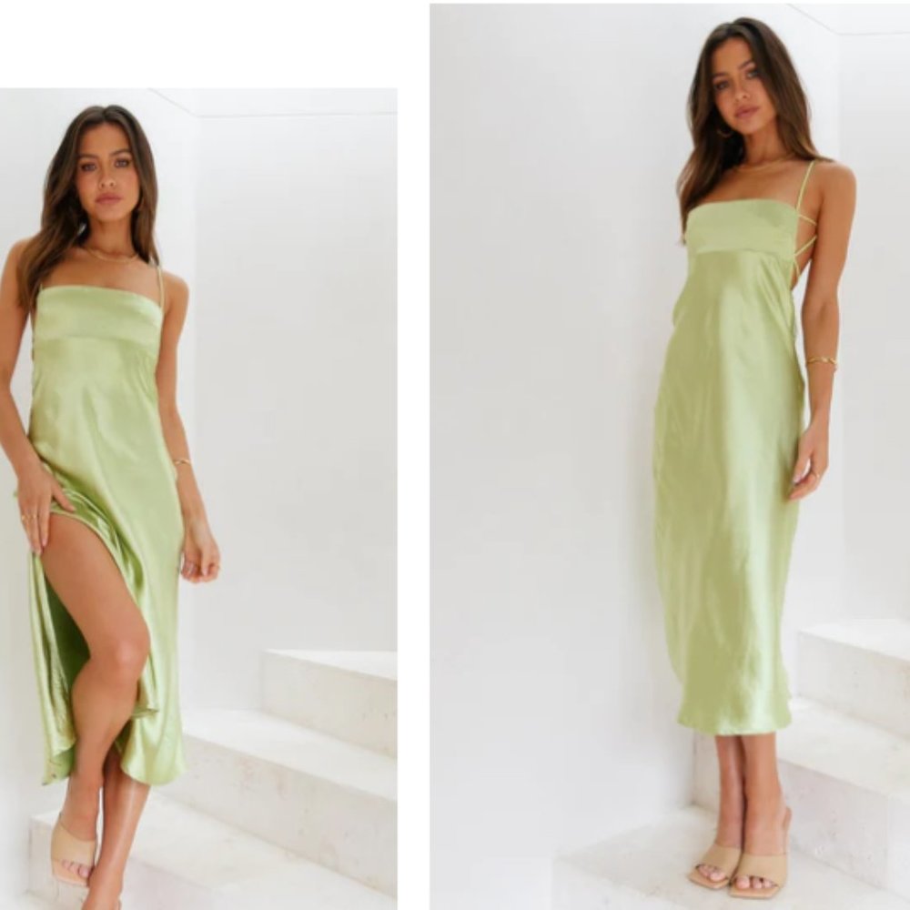 HELLO MOLLY NO ADVICE MIDI DRESS LIME